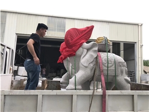 Granite High Nose Elephant Outdoor Sculpture