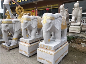 Grey Granite Colorful Elephant Sculpture Statues