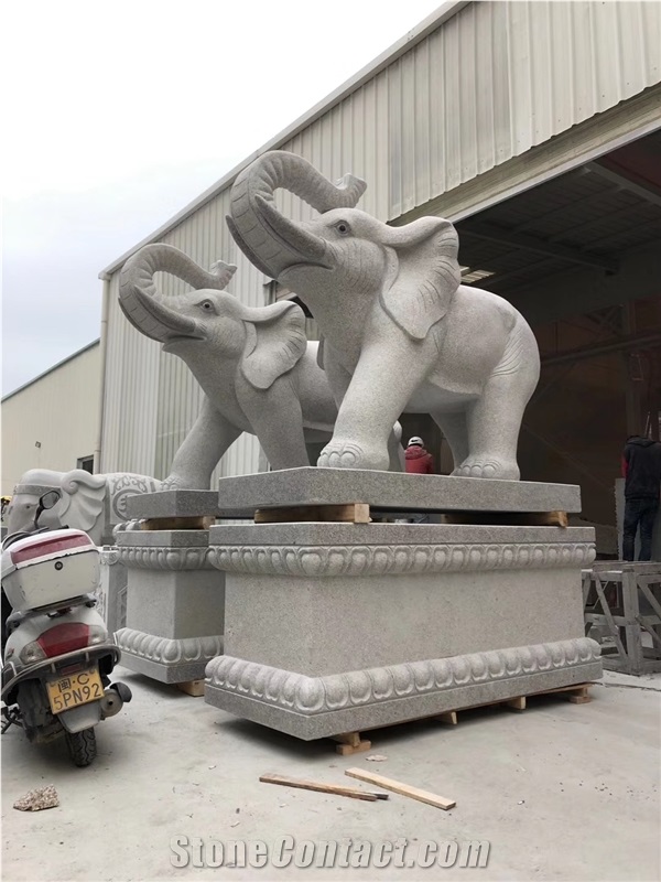 Grey Granite Elephant Outdoor Sculpture Satues
