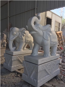 Han White Marble Elephant Lucky Sculpture Statues