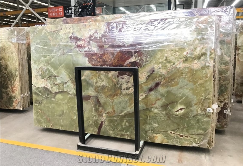 Multicolor Ancient Green Onyx Slabs Wall Tiles