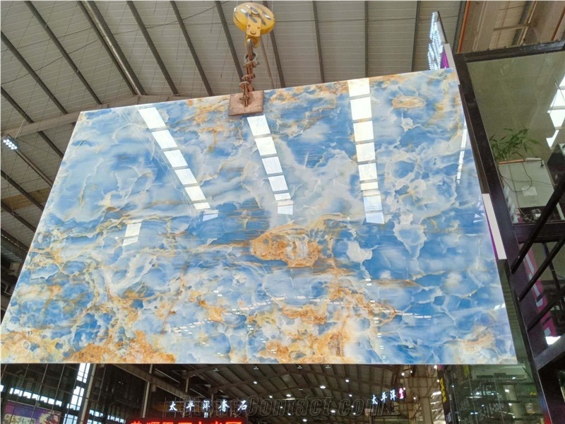 Pakistan Blue Ocean Onyx Slab Tiles Wall Floor Use