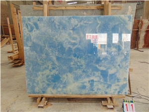 Pakistan Pure Blue Onyx Aqua Gold Slab Floor Tile
