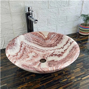 Rojo Vulkano Onyx Round Basin Sinks for Bathroom