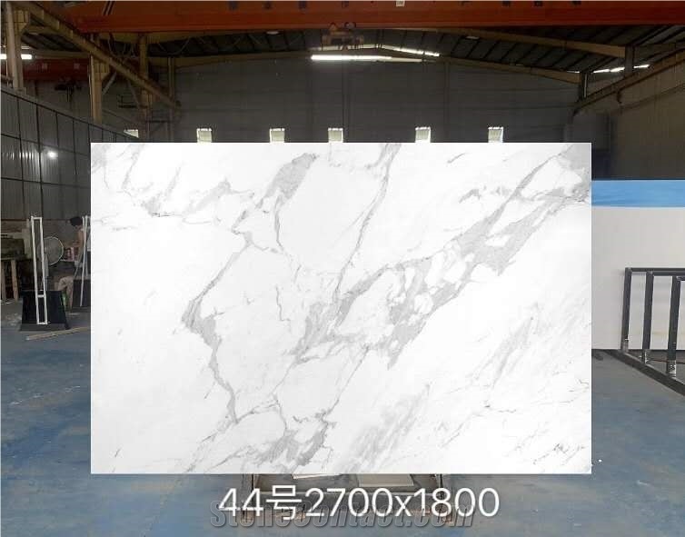 White Calacatta Artificial Marble Polished Slabs