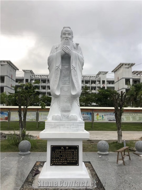 White Marble Confucius Human Sculpture Statues