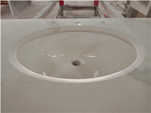 Calacatta Quartz Stone Double Sink Vanity Top