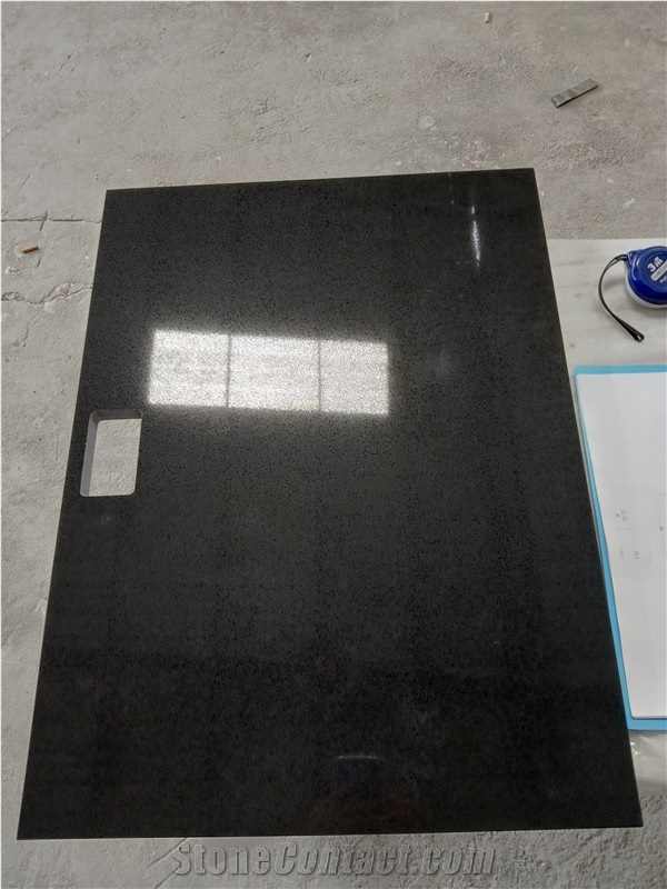 China Pure Black Quartz Stone Countertop