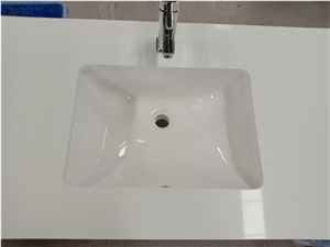 Customized Pure White Quartz Bathroom Countertops