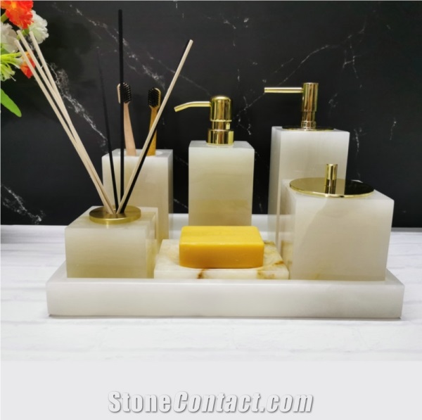 Goldtop Bath Stone Bathroom Sets White Onyx