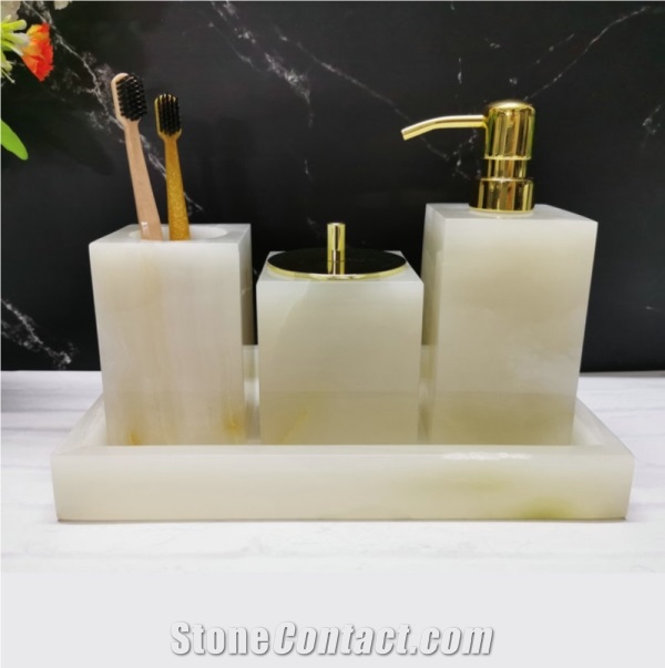 Goldtop Bath Stone Bathroom Sets White Onyx