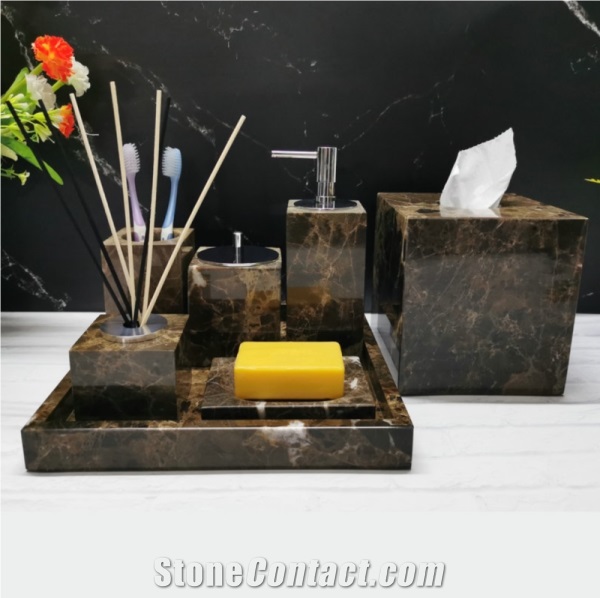 Polished Bathroom Sets Emperador Marble Stone