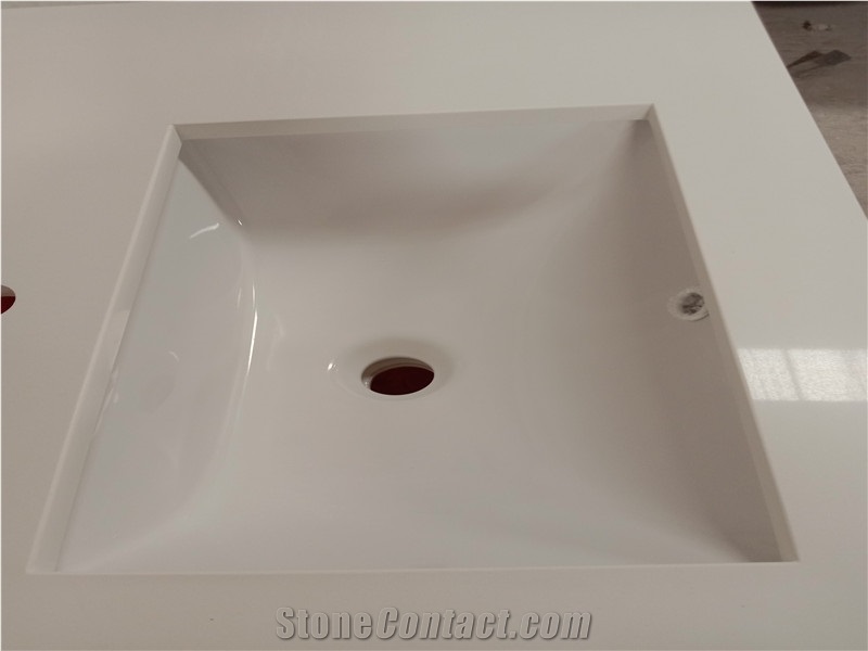 Pure White Quartz Bathroom Vanity Countertop from China