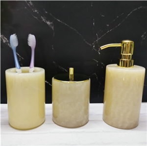Yellow Onyx Bathroom Set, Bath Products, Toothbrush Holders for Hotels