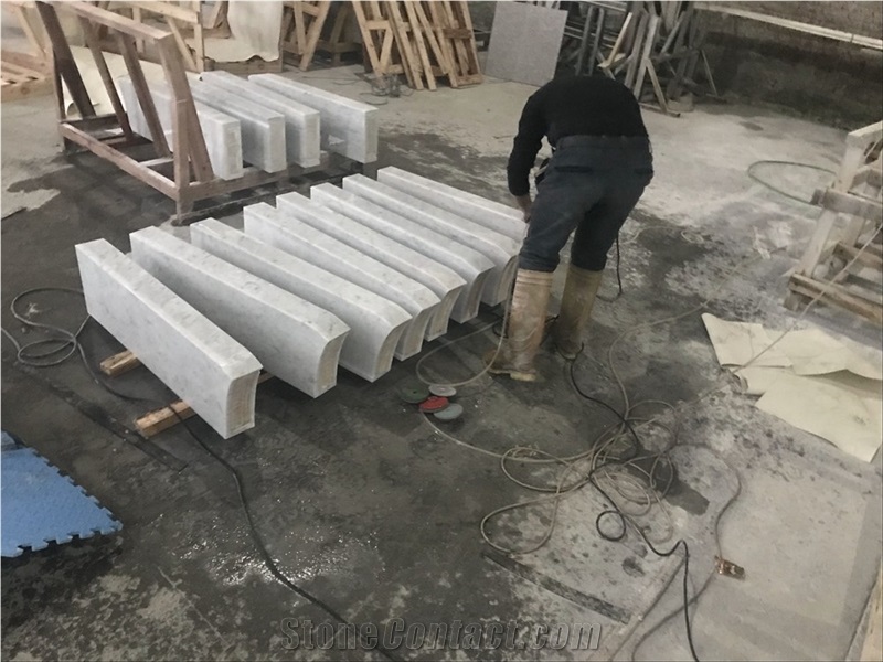 Carrara White Marble Stair Treads for Indoor