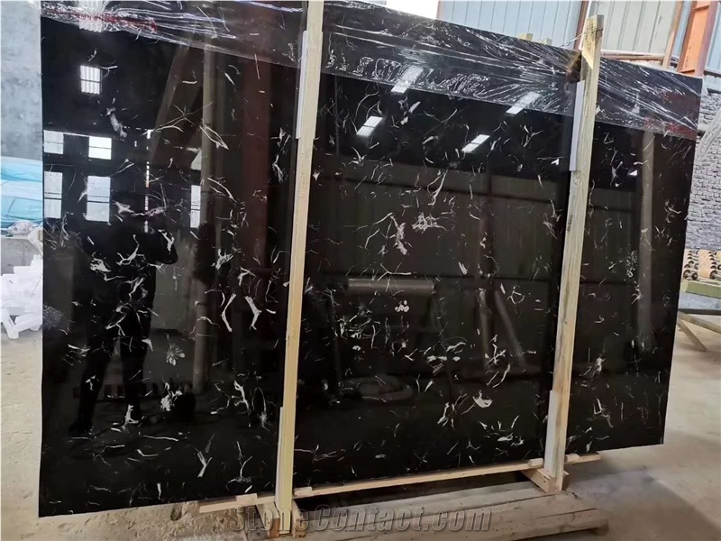Cheap Polished Black Ice Dapple Marble Lobby Tile