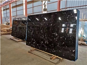 Cheap Polished Black Ice Dapple Marble Lobby Tile