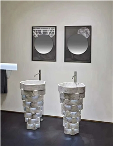 Italy Design White Marble Wash Basin Round Sink