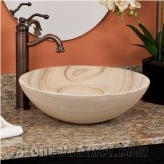 Natural Sandstone Vessel Sink,Brown Wash Basin