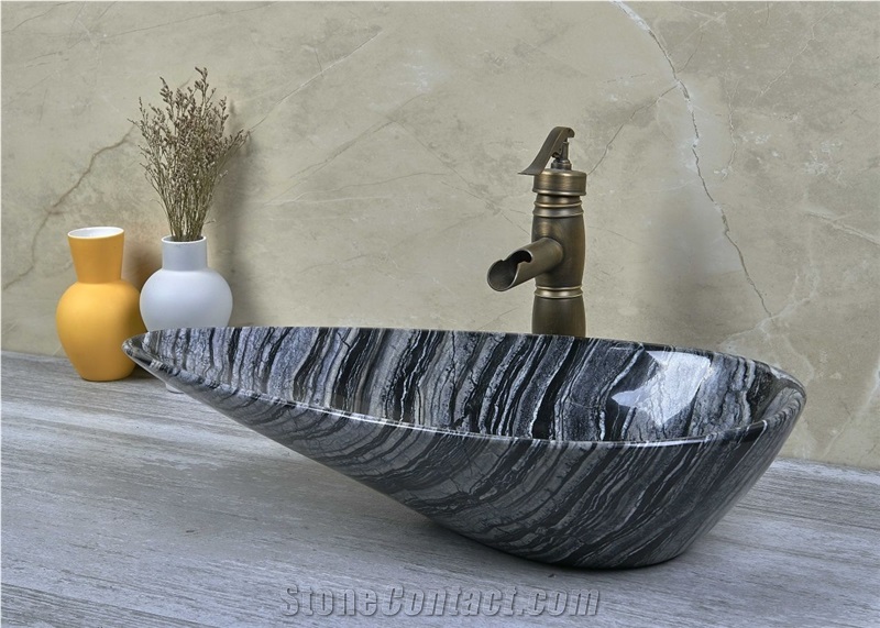 Natural Stone Grey Marble Wash Basin Bathroom