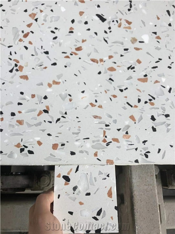 White Terrazzo Flooring Polished Kitchen Tiles