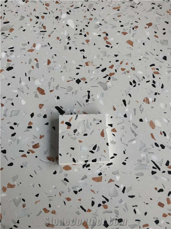White Terrazzo Flooring Polished Kitchen Tiles