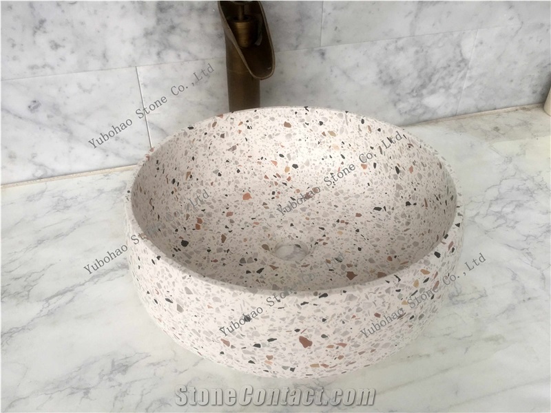Popular Terrazzo Stone Basin/Sinks for Bathroom