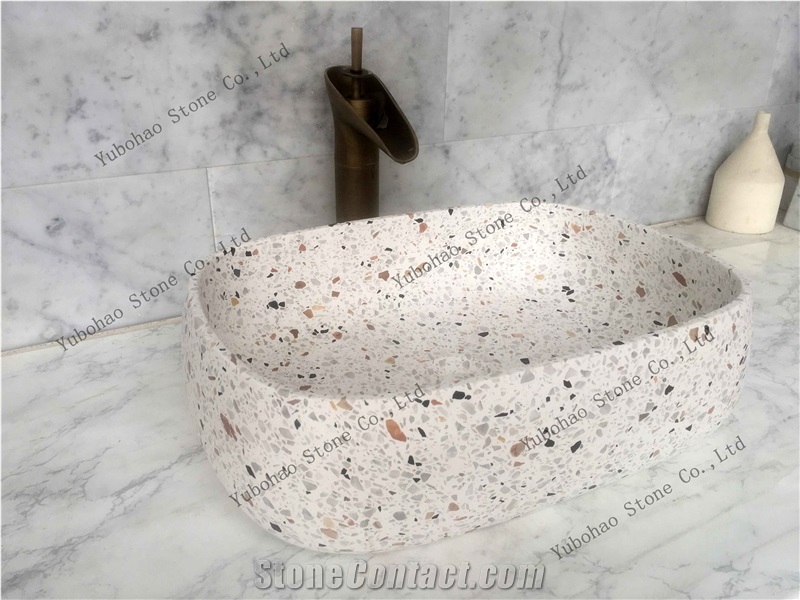Popular Terrazzo Stone Basin/Sinks for Bathroom