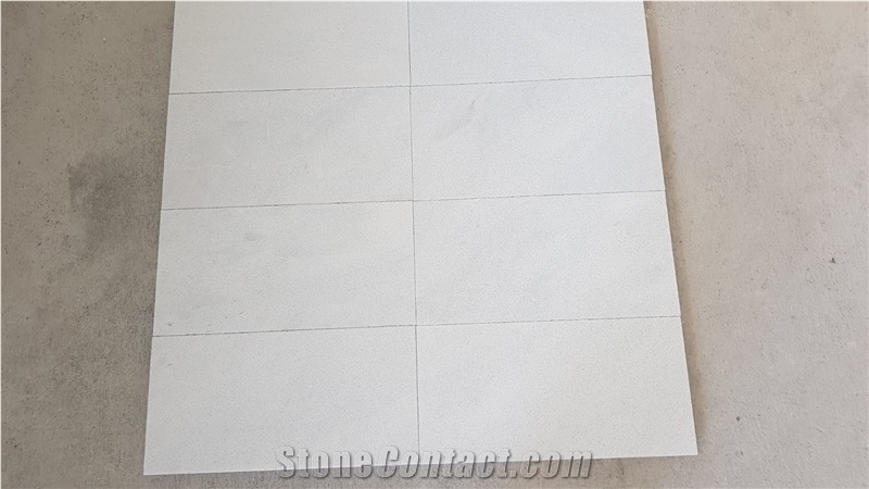 Sandblasted White Marble Tiles, Mugla White Marble