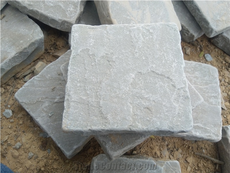 Kandla Grey Sandstone Tumbled Cobble Pavers