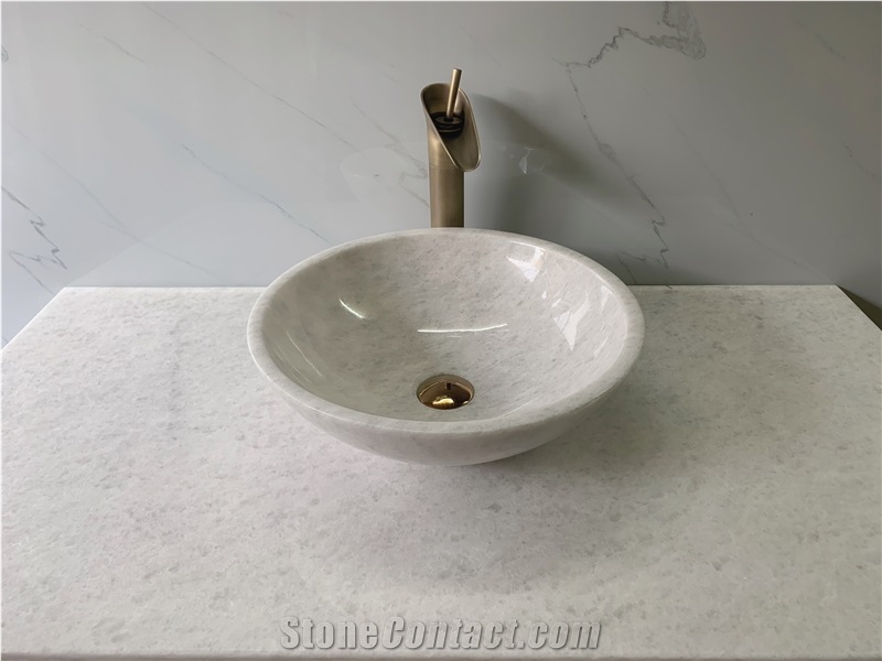 Stone Basin - Milk White Marble - Bst90