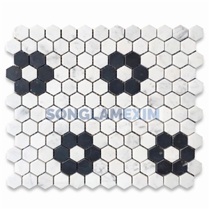 Milky White and Bluestone Honed Honeycomb Mosaics