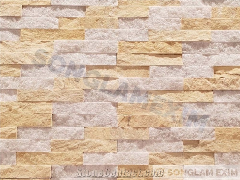 Mix Yellow and White Marble Wall Panel Stone