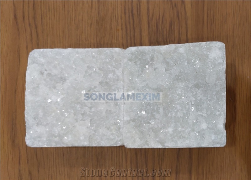 White Crystal Marble Split Surface Cobblestone