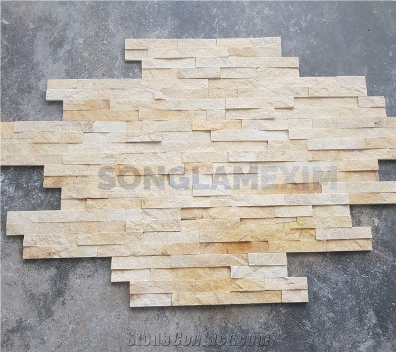 Yellow Crystal Marble Glued Z Shape Wall Panel