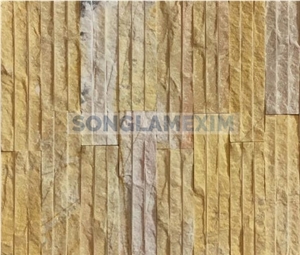Yellow Marble Lines Chiseled Cladding Stone
