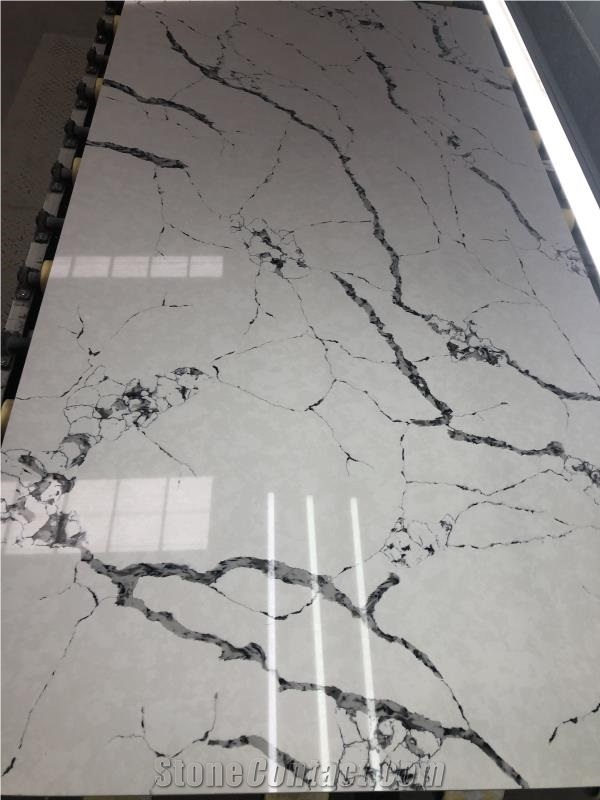 Calacatta Lago Quartz Stone Slab from Malaysia