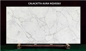 Calacatta White Veins Msi Pattern Quartz Stone Nqv0263