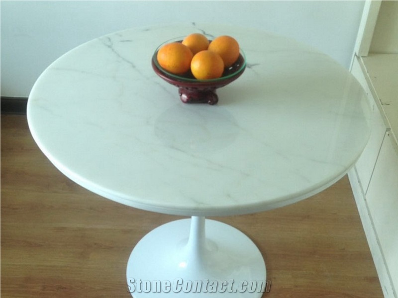 Round Dinning Tabletop, Bianco Carrara