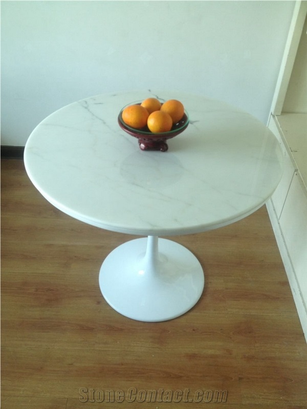 Round Dinning Tabletop, Bianco Carrara