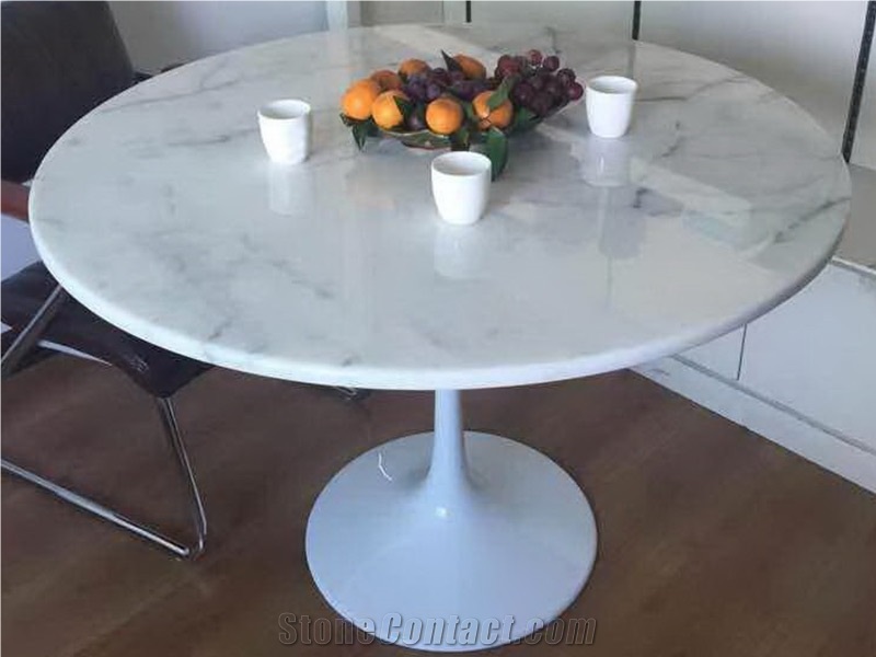 Round Dinning Tabletop, Saturio or Bianco Carrara