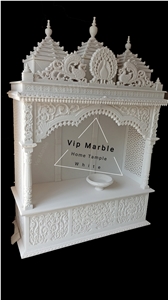 Home Temple with Carved Makrana White Marble