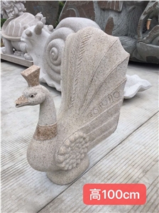 Animal Statues Peacock Stone Carving Outdoors