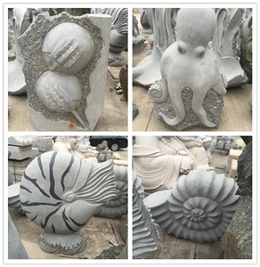 Animal Statues Peacock Stone Carving Outdoors