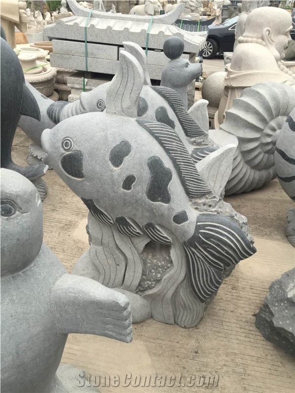 Carp Fish Stone Garden Outdoor Carving Sculptures