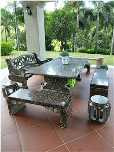 Family Outdoor Park Antique Stone Table Chair Sets