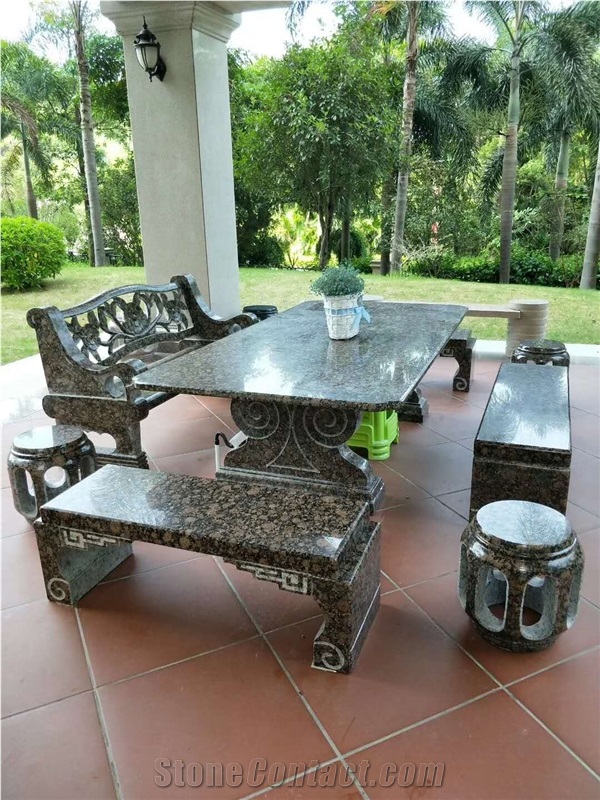 Outdoor Stone Table Courtyard Villa Round Bench