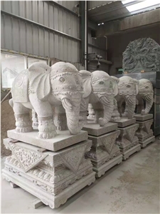 Stone Carving Snub Nose Elephant Outdoor Sculpture