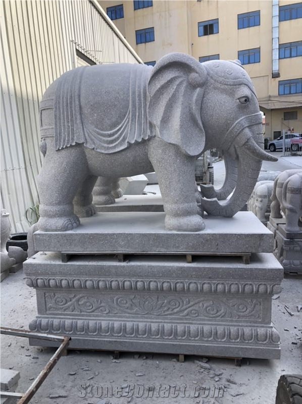 Stone Carving Snub Nose Elephant Outdoor Sculpture