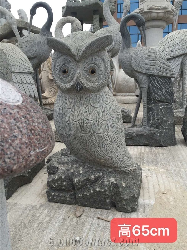 Stone Owl Animal Sculpture Street Landscape Statue